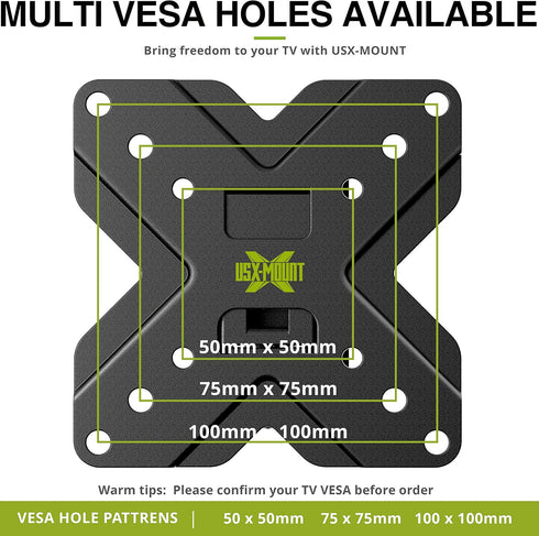 USX MOUNT TV Wall Mount Monitor Mount Bracket with Adjustable Tilt Swivel for 10inch to 26inch LED LCD OLED TVs and Monitors - VESA Size Up to 100x100mm and Weight Capacity Up to 22lbs-XMS002