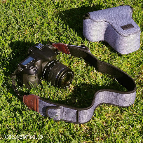 USA GEAR TrueSHOT Neck Strap Neoprene Camera Straps, Padded Camera Strap with Pockets and Release Buckles for DSLR and