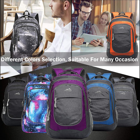 ProEtrade Anti Scratch Fabric Backpack, Black, Unisex, 20"H x 13"W x 8.2"D, 8 Pockets, 2 Laptop Compartments