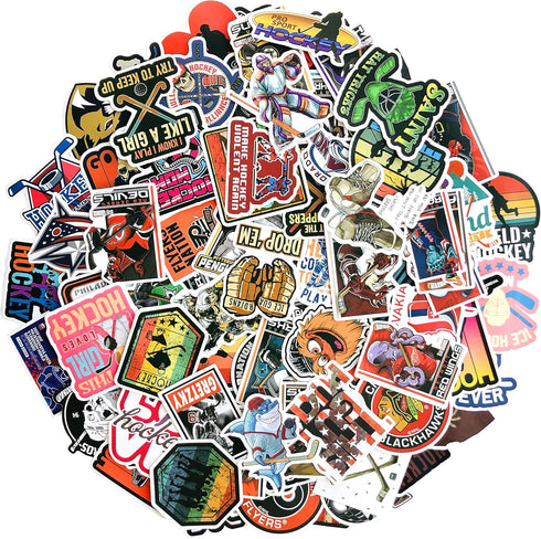 100Pcs Hockey Stickers Perfect for Water Bottle, Laptop, Guitar, Car, Motorcycle, Skateboard, Aesthetic Stickers