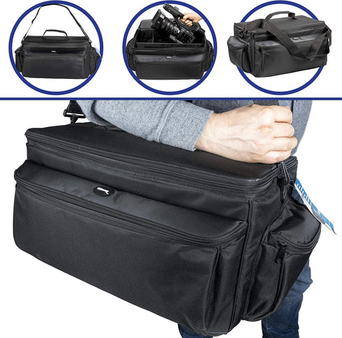 Photography Padded Camcorder Bag Case (Black) for Nikon, Canon, Sony, Pentax, Olympus, Panasonic, Fujifilm, Samsung &