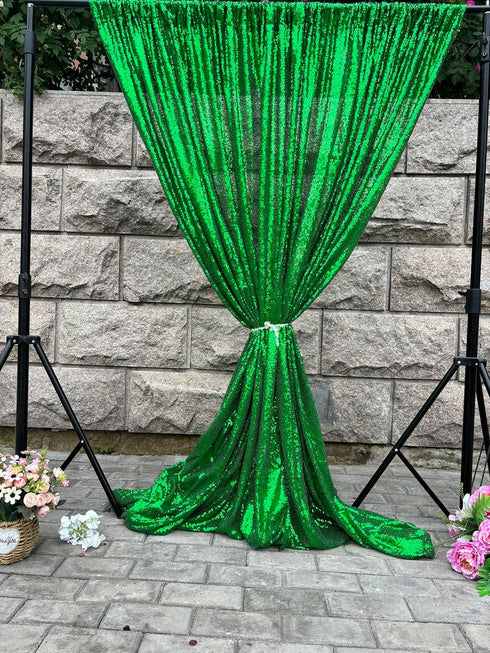 Green Sequin Backdrop Curtains - 4 Panels 2FTx8FT Glitter Green Photo Backdrop for Party Wedding Baby Shower