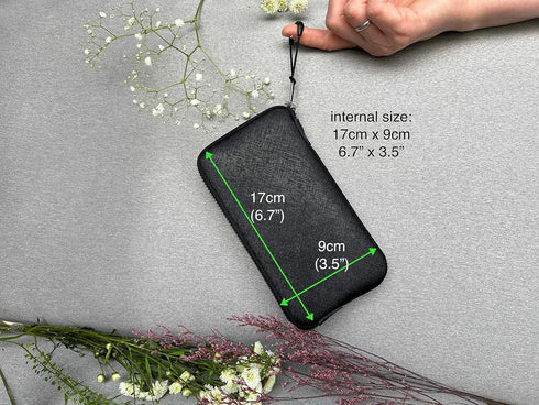OneJoy Neoprene Phone Pouch, Lightweight Protective Cellphone Sleeve with Large Zipper Opening (Black)