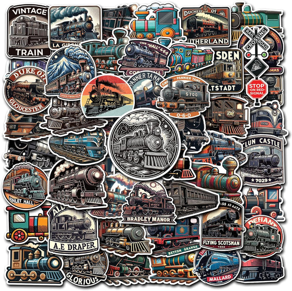 WESILY Pack 50 PCS Vintage Train Stickers Transportation Waterproof Vinyl Decals Decor Laptop