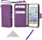 Wisdompro Wallet Case for iPhone 5, 5s, SE 2016, PU Leather Protective Cover with Credit Card Slots, Purple