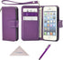 Wisdompro Wallet Case for iPhone 5, 5s, SE 2016, PU Leather Protective Cover with Credit Card Slots, Purple