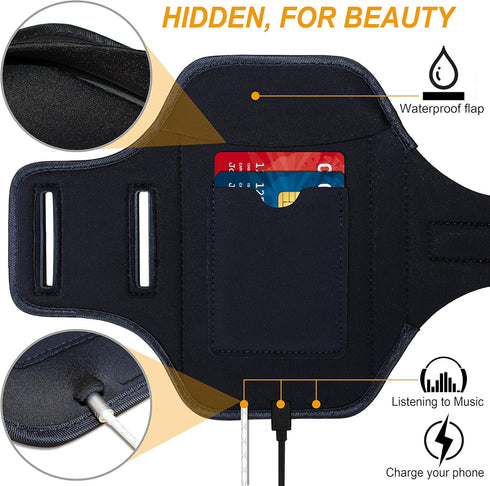 Armband for Galaxy Note 20/10+/9/8, Sweatproof Running Exercise Bag with Fingerprint Touch/Key Holder and Card Slot