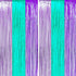 Teal Purple Tinsel Foil Fringe Curtains - Under The Sea Baby Shower Birthday Photo Backdrops, Wedding Summer Beach Pool